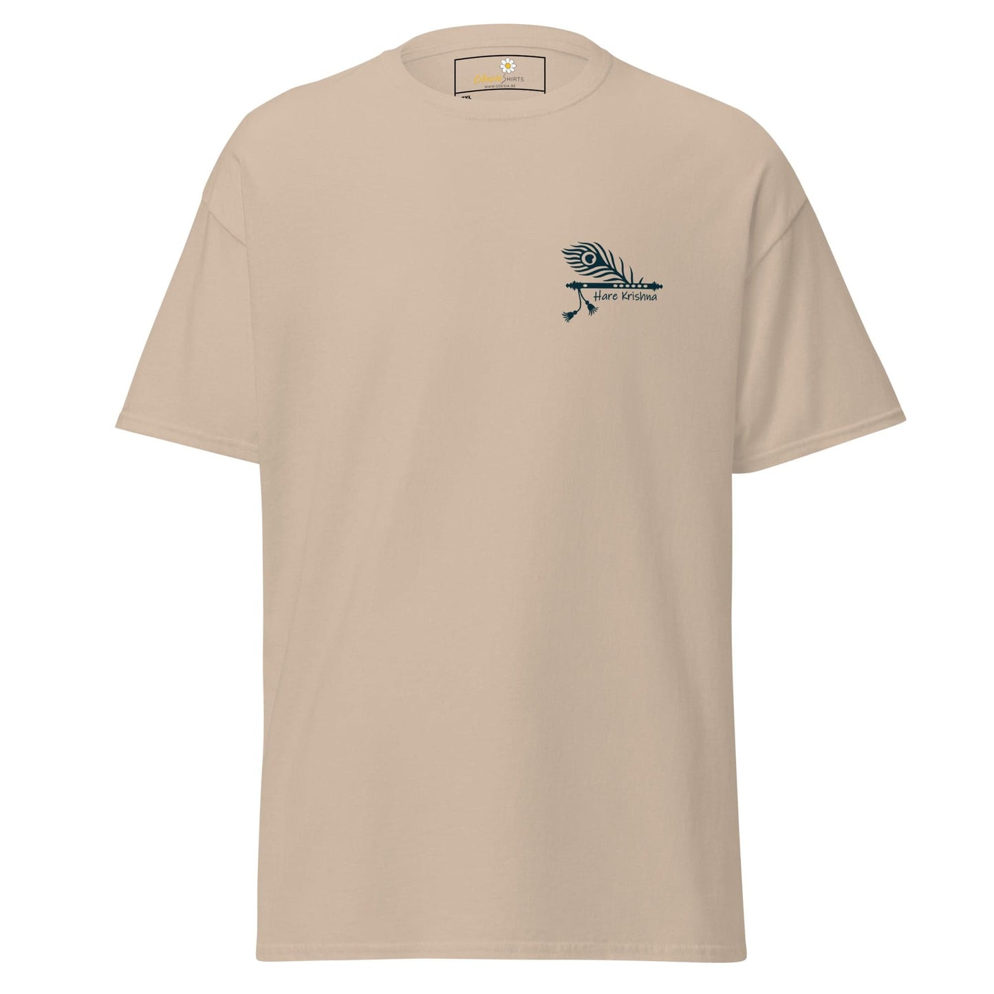 Beige T-shirt with Peacock Feather Design for Men and Women in 2XL to 5XL sizes