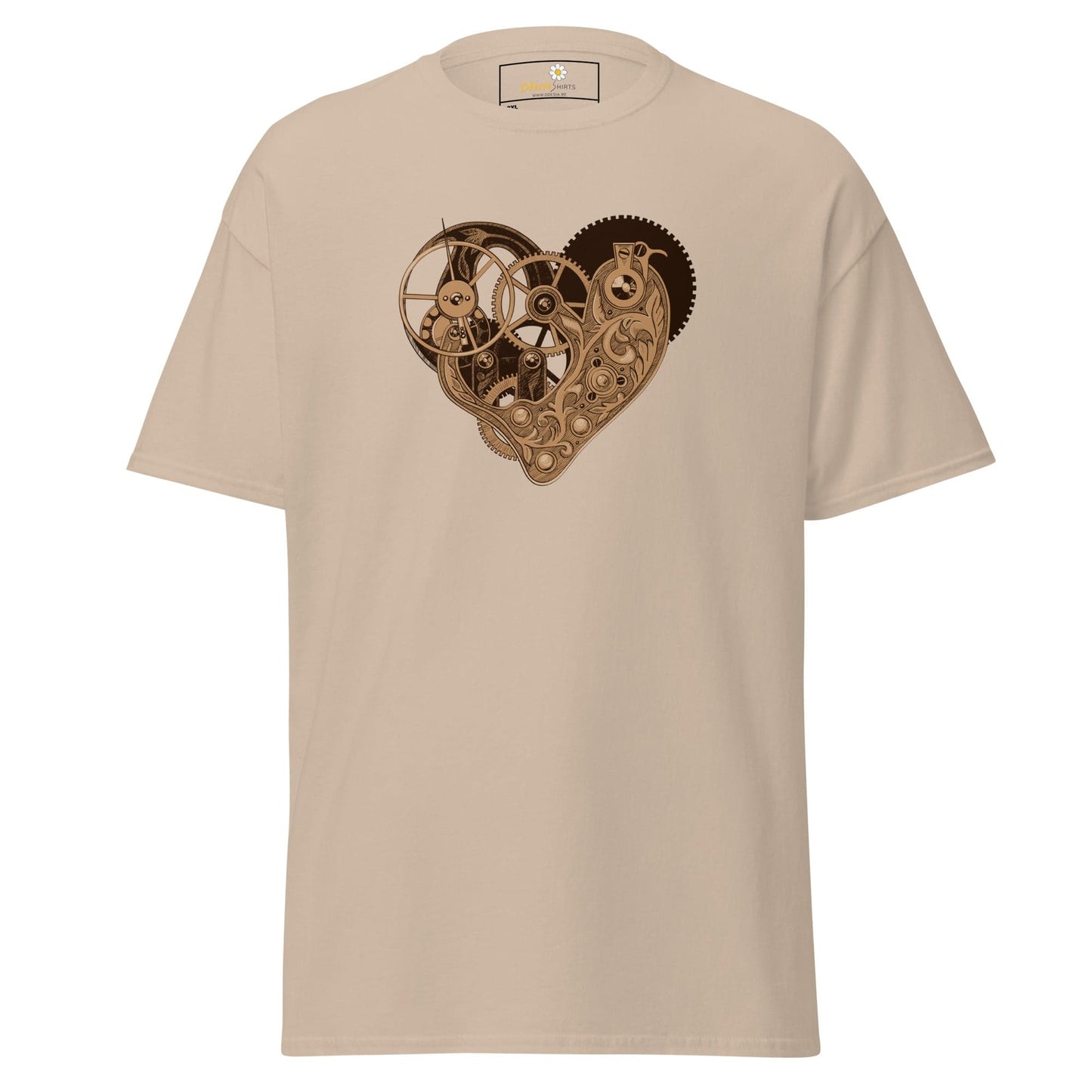 Beige T-Shirt with Steampunk Heart Design for Men and Women in 2XL to 5XL sizes