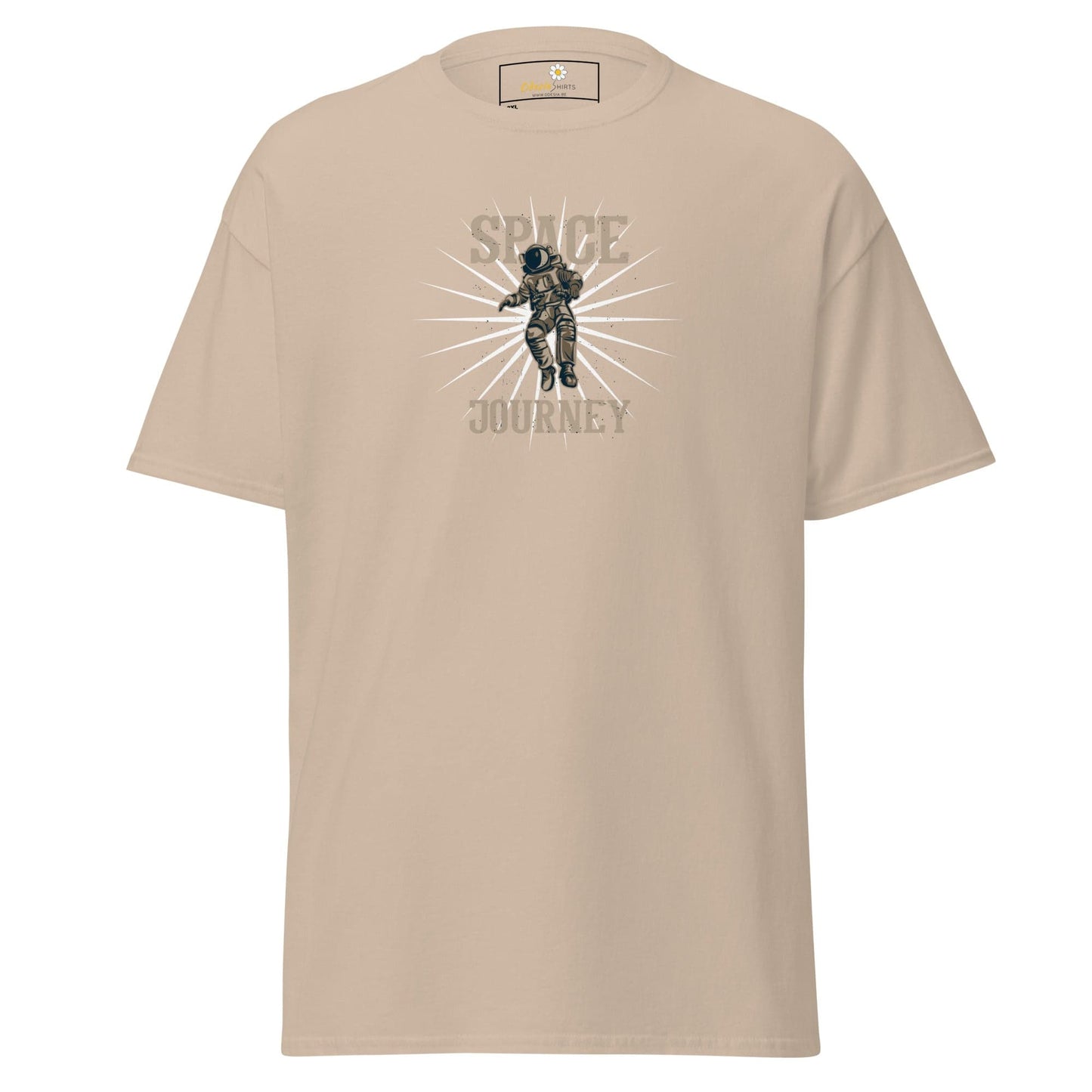 Beige T-shirt with astronaut graphic for men and women in 2XL to 5XL sizes