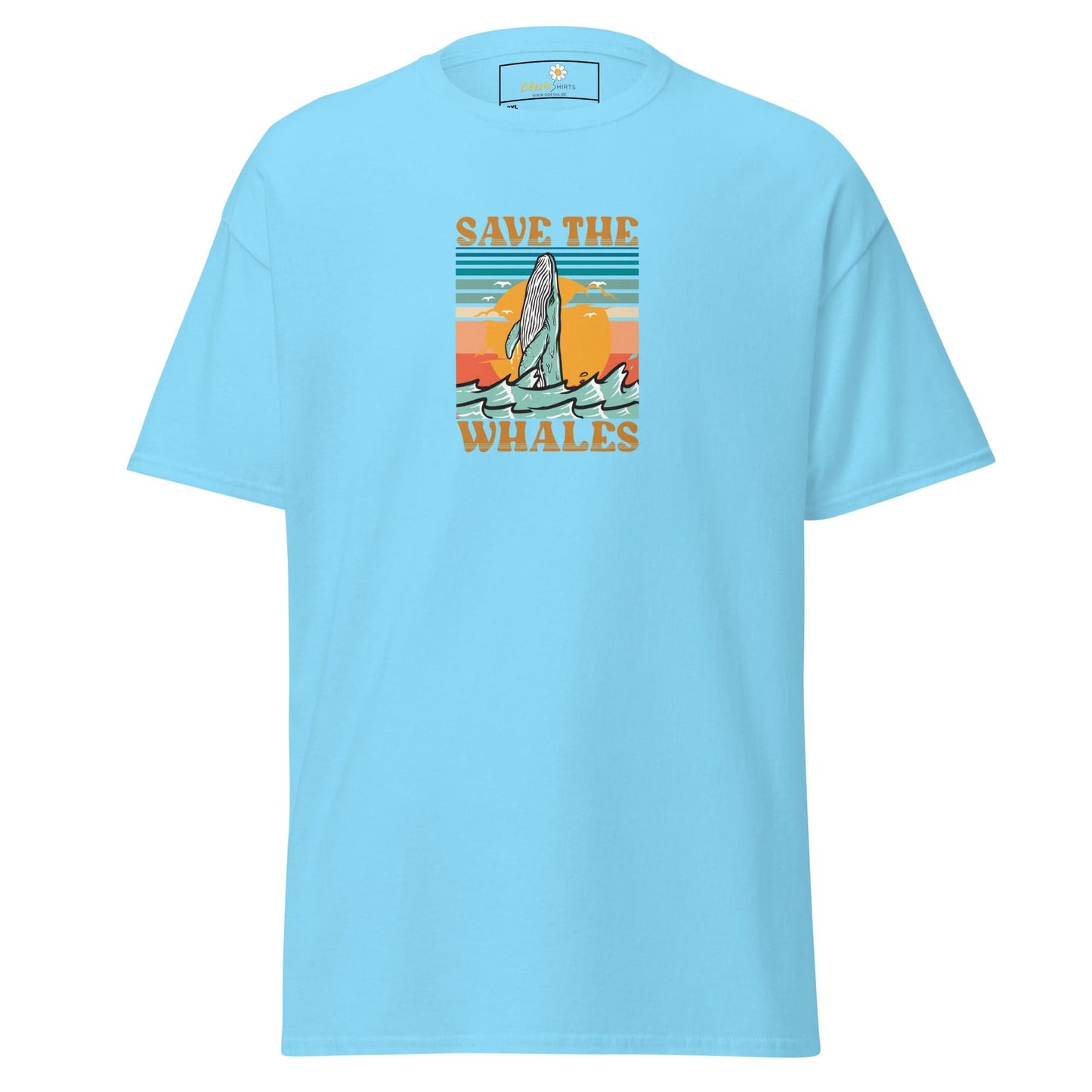 Light blue T-shirt with whale graphic from T-SHIRT DESIGN TEE for men and women
