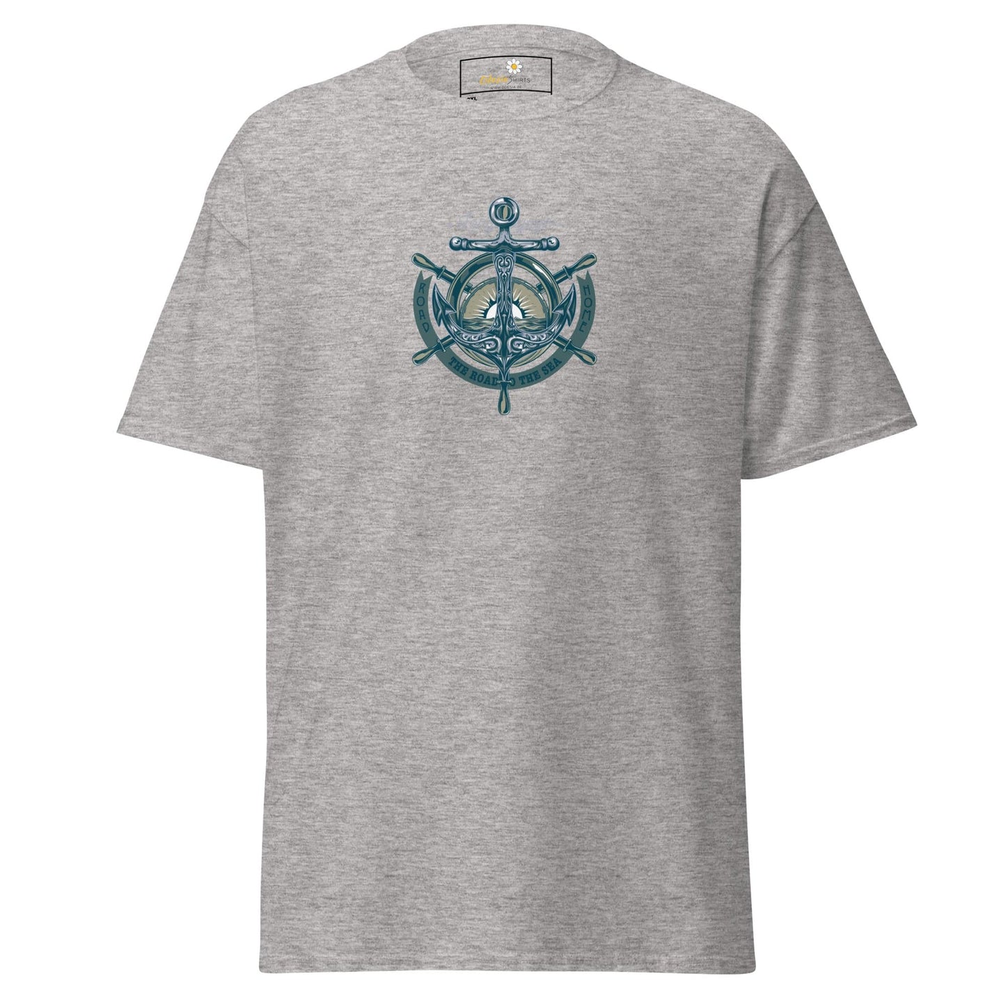Gray T-shirt with nautical design available in men’s and women’s sizes from 2XL to 5XL