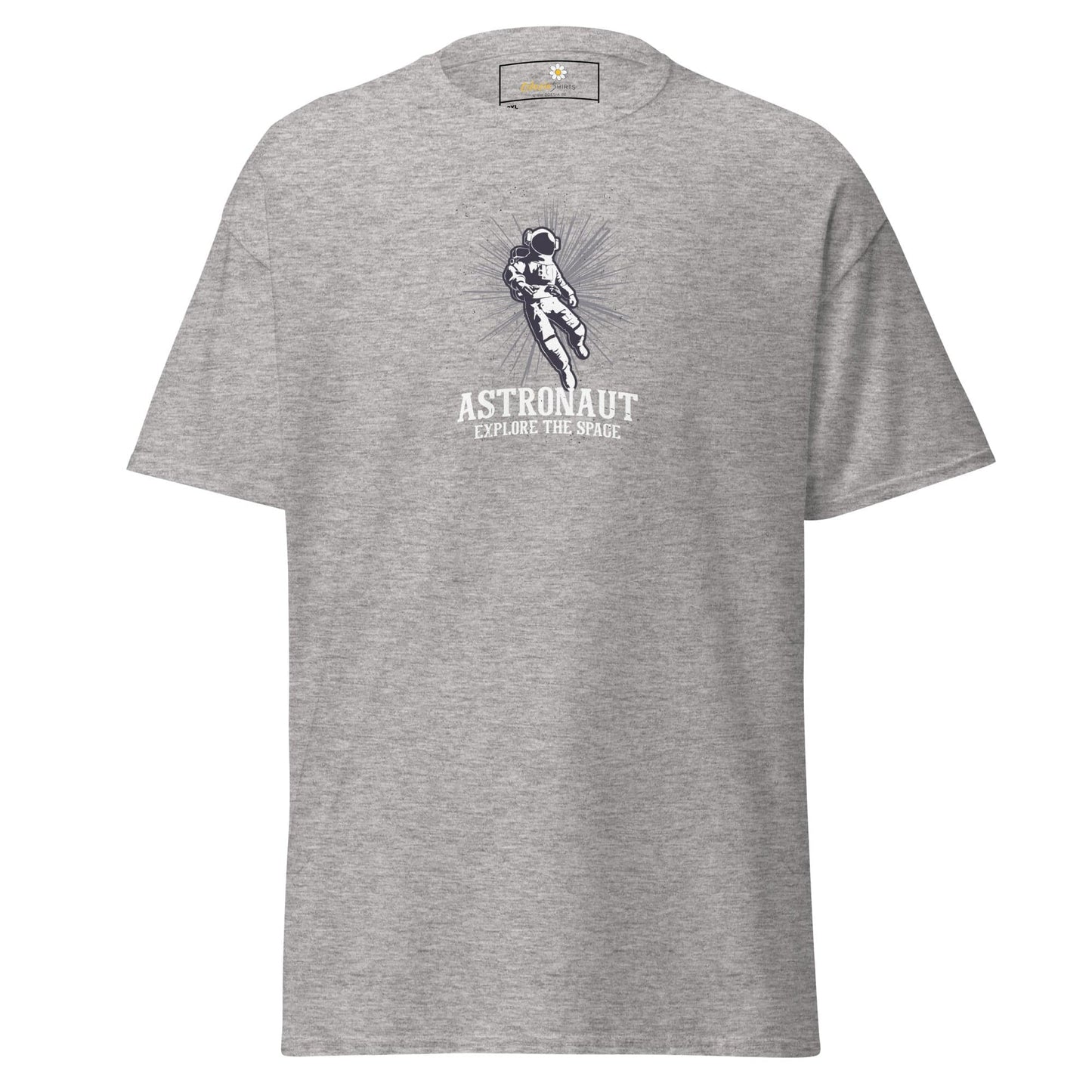 Gray T-shirt with astronaut graphic from T-SHIRT DESIGN TEE for Men and Women, 2XL to 5XL