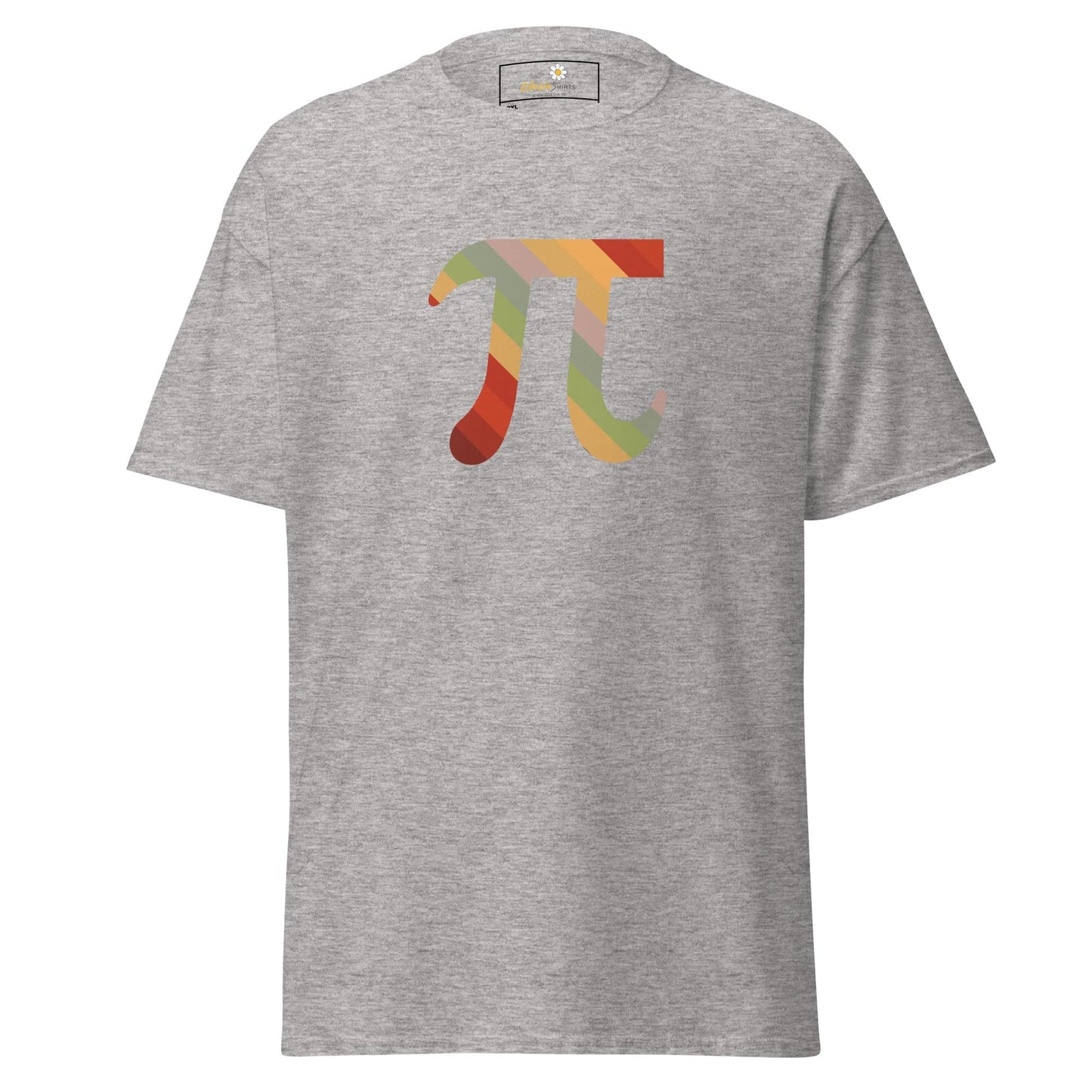 Gray T-shirt with colorful Pi symbol ideal for Men and Women, available in 2XL to 5XL