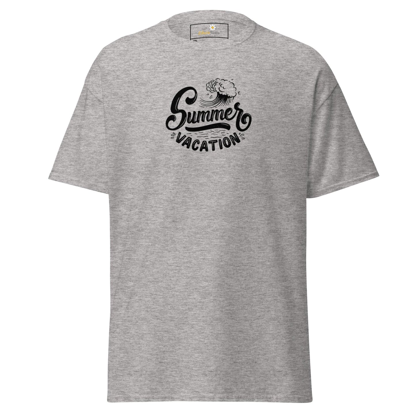 Gray T-shirt with Summer Vacation graphic for Men and Women in 2XL to 5XL sizes