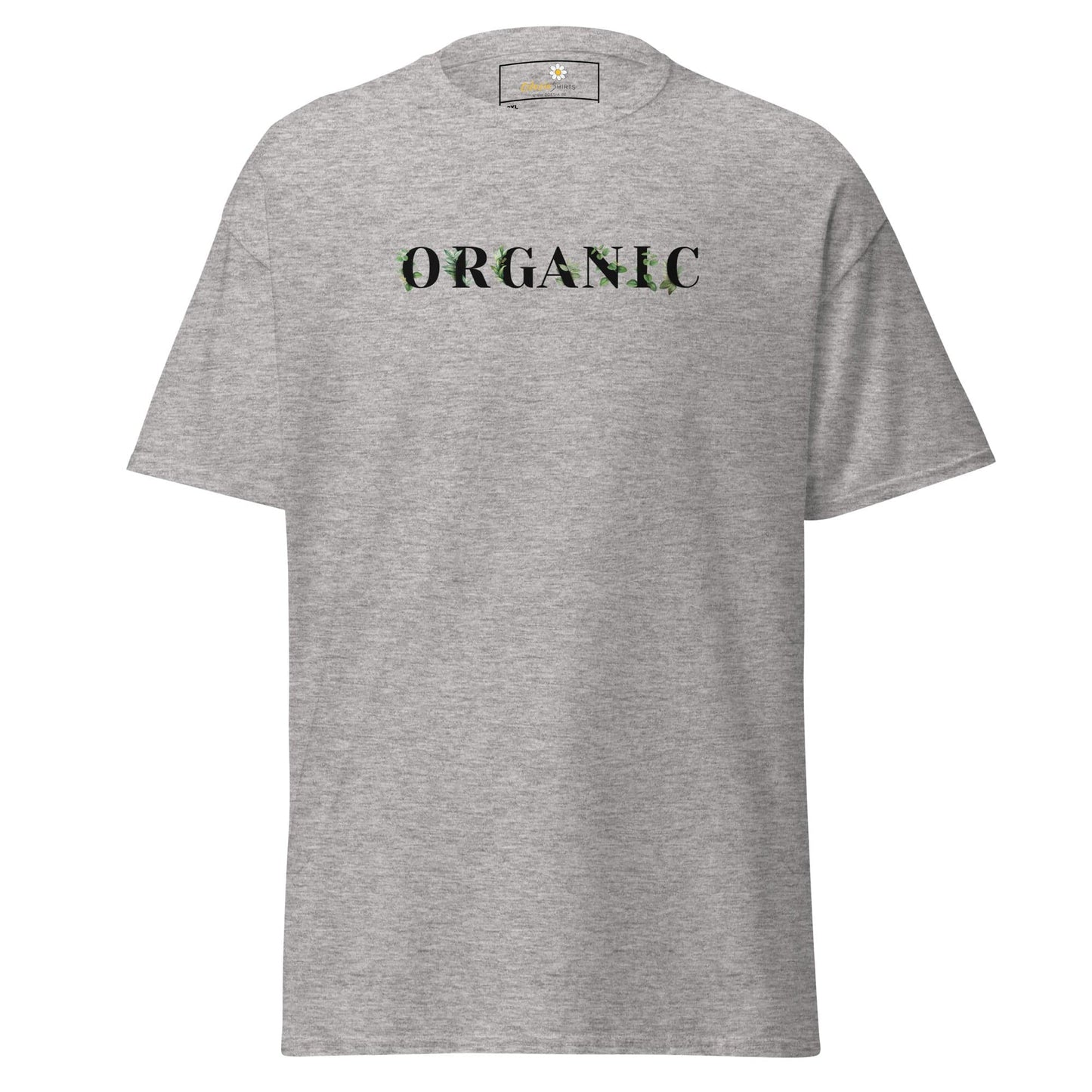 Gray T-shirt with ORGANIC text in the T-SHIRT DESIGN TEE MEN WOMEN 2XL-5XL collection