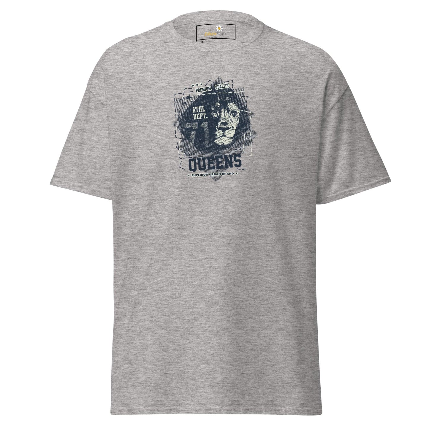 Gray T-shirt with Lion Graphic for Men and Women in sizes 2XL to 5XL