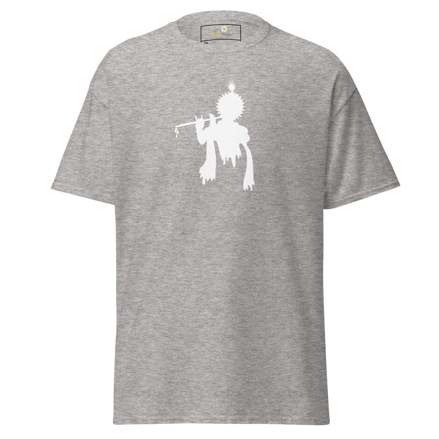 Gray T-shirt with white figure design for men and women in sizes 2XL to 5XL