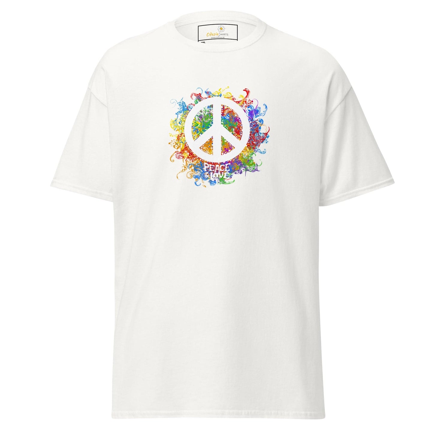 White T-shirt with peace symbol from T-SHIRT DESIGN TEE for Men and Women in 2XL-5XL