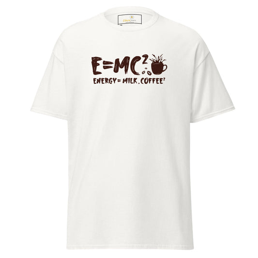 White t-shirt with a coffee-themed equation.